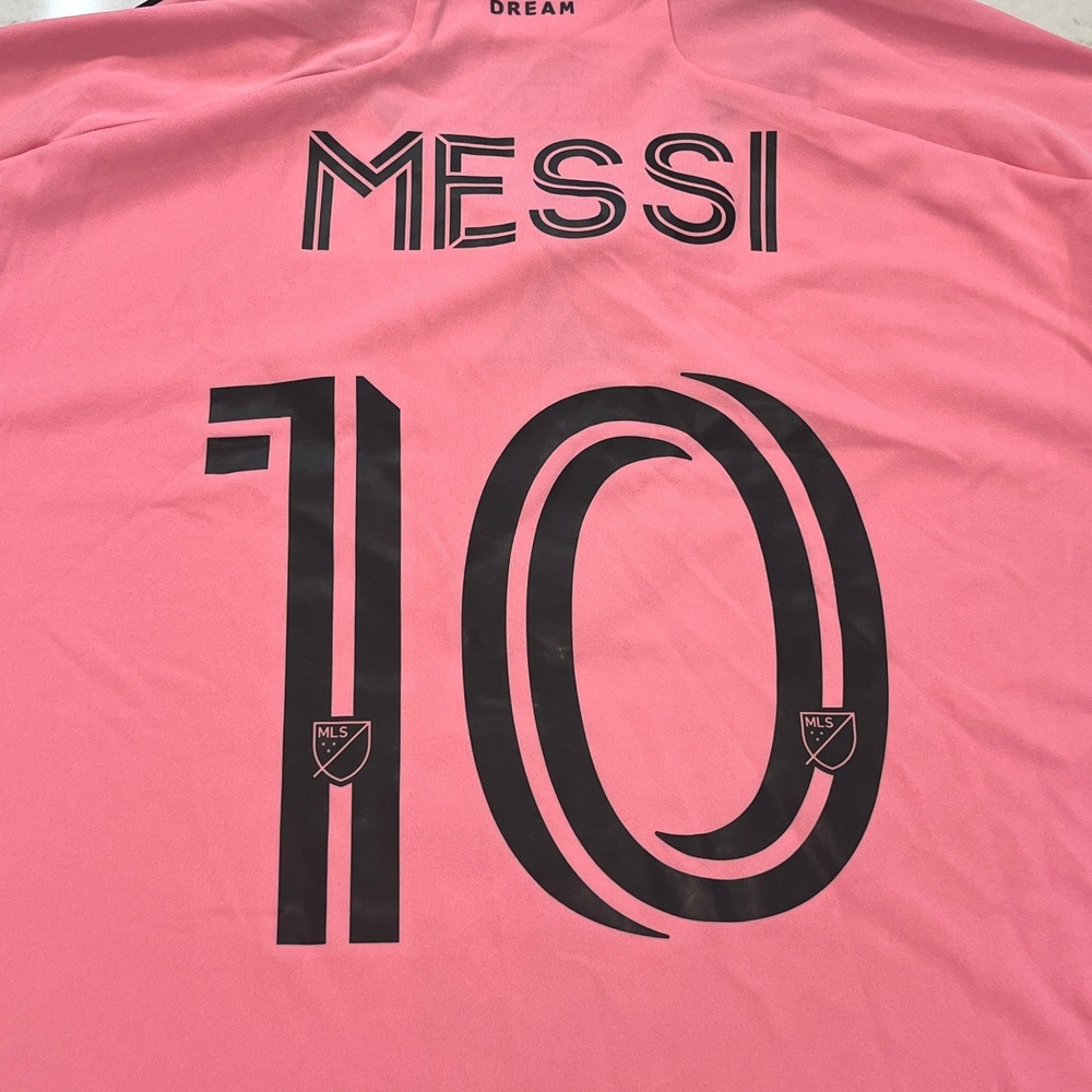 Adidas NEW Inter Miami CF Home Jersey Messi #10 Mens XL Pink Polyester Slim Fit - Picture 5 of 13